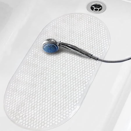 Tripumer Bathroom Tub Shower Mat 27x15 inch Non Slip Bathroom Tub Mats Shower Mat with Suction Cups and Drain Holes Machine Washable Tub Mat Clear