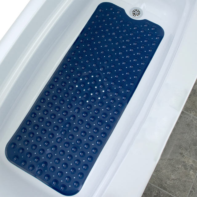 Tripumer 40x16 Inch Bath Tub Shower Mat, NonSlip, Extra Large, Navy, with Drain Holes and
