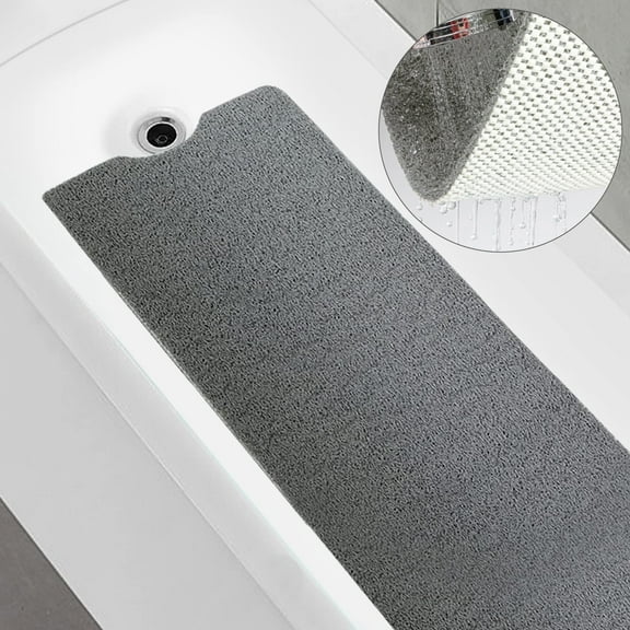 Tripumer Bathroom Tub Shower Mat PVC Loofah Bathroom Mat Quick Drying Shower Stall Mat Shower Mat Bathtub Mat Non Slip 40 x 16 inch Soft Textured Tub Mat for Wet Area Quick Drying Gray