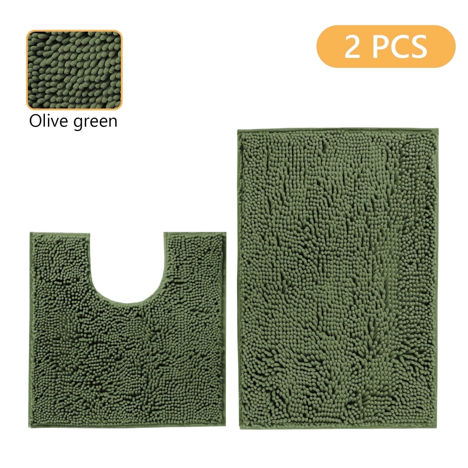 Tripumer  Bathroom Rugs Sets 2 Piece Chenille Bathroom Mat Sets Shaggy Microfiber Rugs Sets Bathroom Mats for Bathroom Extra Soft Absorbent Olive Green