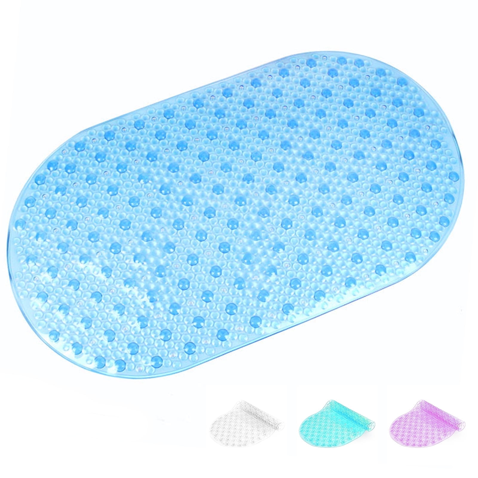 Tripumer 27x15 inch PVC Bath Tub Mat with Suction Cups, Drain Holes ...