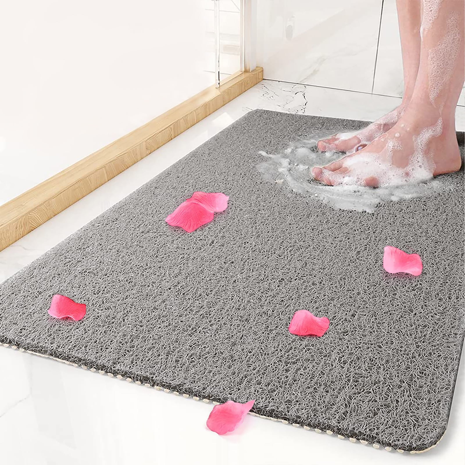 Tripumer Bathtub Mat Non Slip Shower Mats 16x24 inch Soft Textured PVC Loofah Bath Mats for Wet