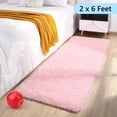 thumbnail image 1 of Tripumer Bedside Rugs Furry Area Rug 2 x 6 Feet Thin Shaggy Indoor Floor Carpet Runner Rugs for Living Room Bedroom Home Decor Pink, 1 of 6