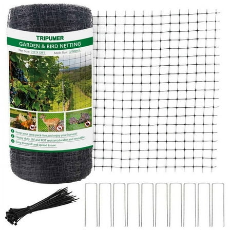 Tripumer 1PCS 7x32ft Bird & Deer Garden Netting Reusable Fence for Plants/Fruit Trees, Keeps Animals Out