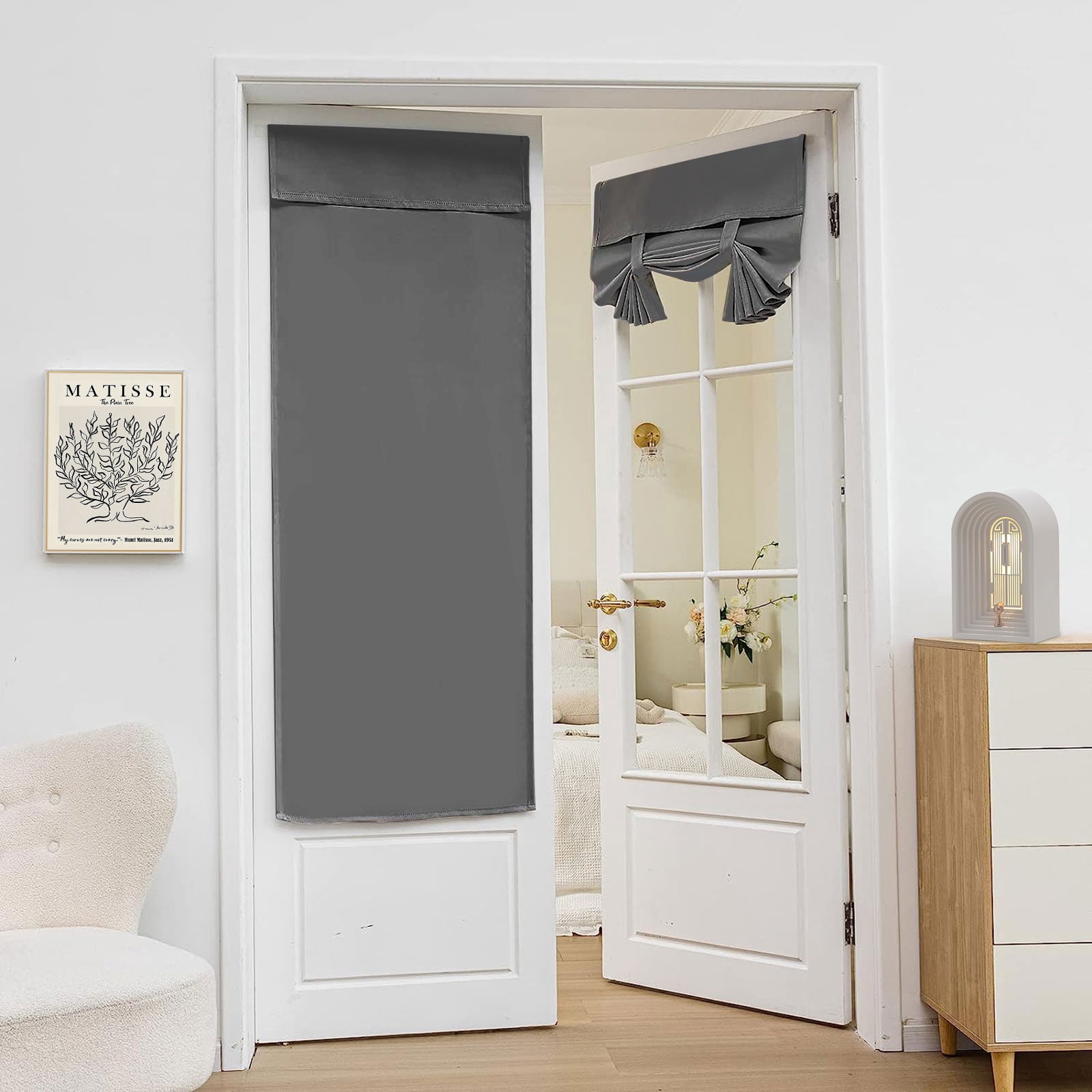 Tripumer blackout insulated door curtains gray solid color 26 x 68