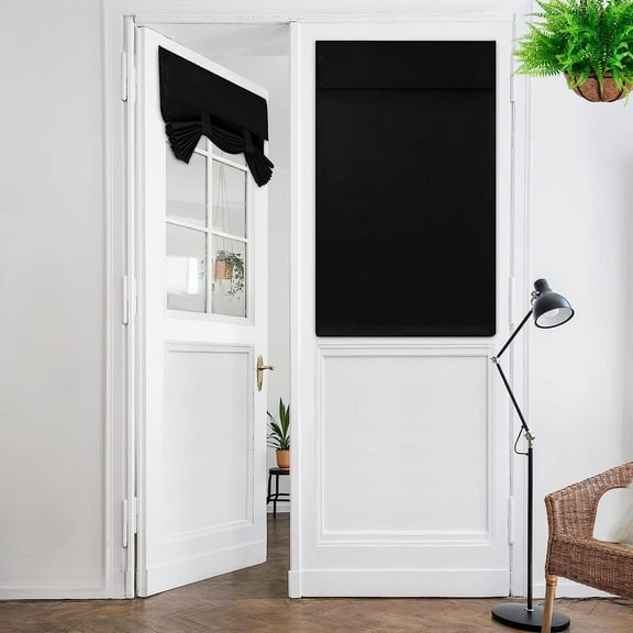 Tripumer Blackout Curtains Privacy French Door Curtains No-Punch Insulated Curtains for Bedrooms Patios Tie Sun Shades 26 x 40inch 1Pcs Black