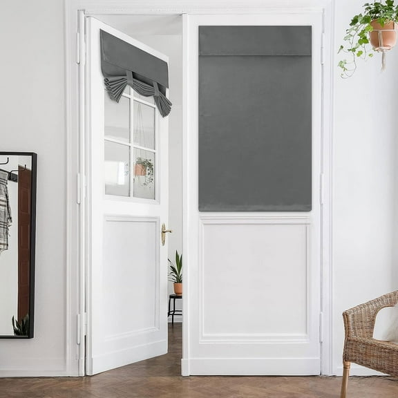 Tripumer Blackout Curtains Privacy French Door Curtains  No-Punch Insulated Curtains for Bedrooms Patios Tie Sun Shades 26 x 40inch 1PcsGray