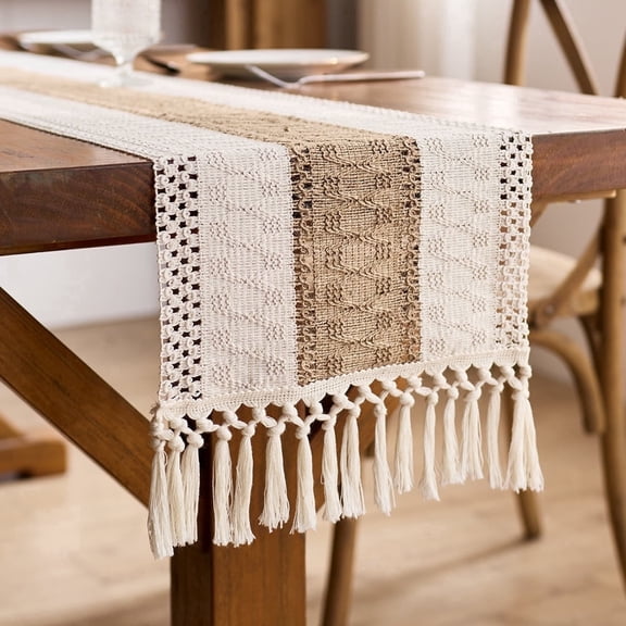 Hengbo Table Runner Bohemian Macrame Woven Farmhouse 12 X 72 Inch Kitchen Dining Wedding Party Table Decor 1 Pack