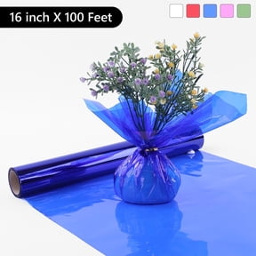 Tripumer Cellophane Wrap Roll 16in x 100ft Blue Iridescent Film for Gift Baskets, Crafts & Holiday Decor