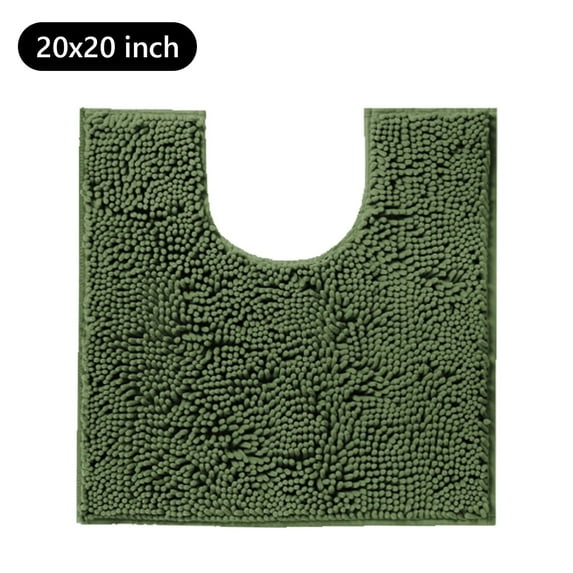 Tripumer Chenille U-Shaped Mat Toilet Counter Rug 20 x 20 inch Bathroom Rug Bathroom Mat Extra Soft Bathroom Rugs Bathroom Water Absorbent Machine Washable Olive Green