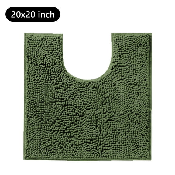 Tripumer Chenille U-Shaped Mat Toilet Counter Rug 20 x 20 inch Bathroom Rug Bathroom Mat Extra Soft Bathroom Rugs Bathroom Water Absorbent Machine Washable Olive Green