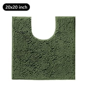 Tripumer Chenille U-Shaped Mat Toilet Counter Rug 20 x 20 inch Bathroom Rug Bathroom Mat Extra Soft Bathroom Rugs Bathroom Water Absorbent Machine Washable Oliv