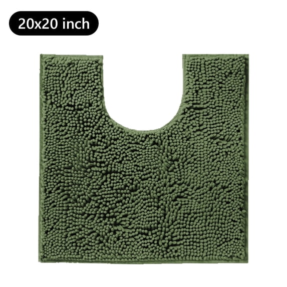 Hengbo Chenille U-Shaped Mat Toilet Counter Rug 20 x 20 inch Bathroom Rug Bathroom Mat Extra Soft Bathroom Rugs Bathroom Water Absorbent Machine Washable Olive Green