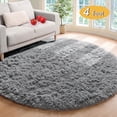 thumbnail image 1 of Tripumer Fluffy Round Rug 4 feet Circle Shag Thin Area Rug Circular Rugs Fuzzy Rug Shaggy Bedroom Carpet for Room Bedroom Living Room Gray, 1 of 7