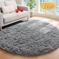 thumbnail image 1 of Tripumer Fluffy Round Rug 4 feet Circle Shag Area Rug Circular Rugs Fuzzy Rug Shaggy Bedroom Carpet for Room Bedroom Living Room Gray, 1 of 7