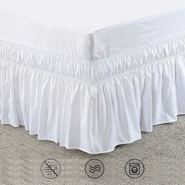 Tripumer Full Wrap Bed Skirt 15 Inch Drop Frilly Soft Bed Skirt
