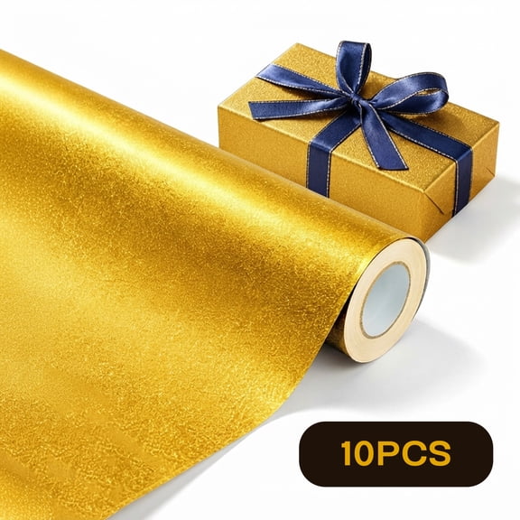 Tripumer Gold Wrapping Paper with 16.4ft Ribbon, Shimmer Metallic Gift Wrap, Perfect for Christmas, Holidays, Birthdays, Weddings, and Party Decorations - 10PCS, 19.7 x 27.6 inches