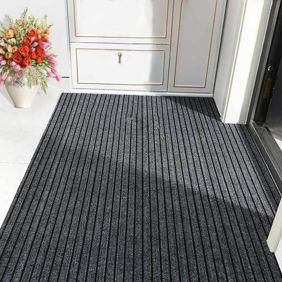 Tripumer Gray Polyester Doormat 24 x 35 inch Front Entrance Shoe Mat for Entryway Home Patio Gray
