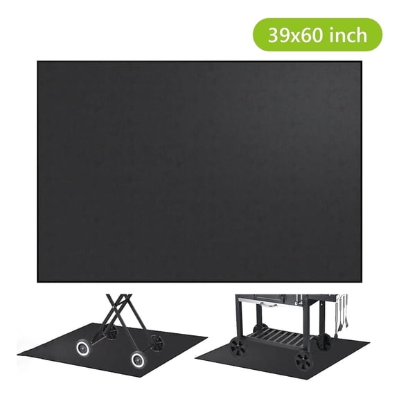Tripumer Under Grill Mat Grill Mats for Outdoor 39 x 60 inch Fireplace Mat Fire Resistent Fireplace Hearth Mat BBQ Mat Waterproof Oil-Proof Grill Floor Pads Fire Pit Mat Black