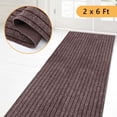 thumbnail image 1 of Hengbo Indoor Outdoor Runner Carpet 2 x 6 ft Runner Rugs Rubber Backing Rug for  Hallway Entryway Kitchen  Laundry Room   Brown, 1 of 6