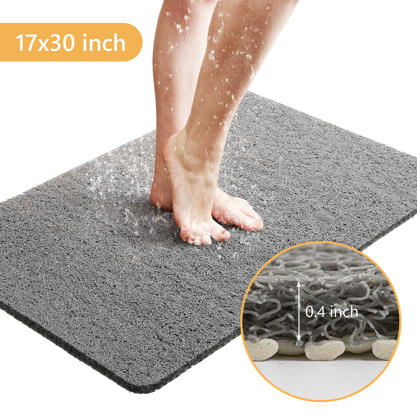 Tripumer Loofah Bathroom Mat PVC Shower Mat 17 x 30 inch Textured Bath