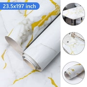 Tripumer Marble Granite Wallpaper 23.5 x 197 inch Self-Adhesive Contact Paper Marble Vinyl Wrap Paper Contact Paper for Countertop Fireplace DIY Wall Sticker White
