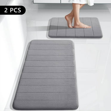 Tripumer Memory Foam Bathroom Rug Set 2 Piece  16 x 24 and 20 x 32 inch Bathroom Mats and Rugs Sets  for Washroom Toilet  Gray