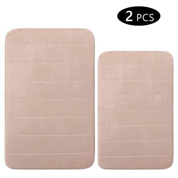 Hengbo Memory Foam Bathroom Rug Set 2 Piece 16x24 and 20 x 32 inch Bathroom Mats and Rugs Sets for Washroom Toilet Camel