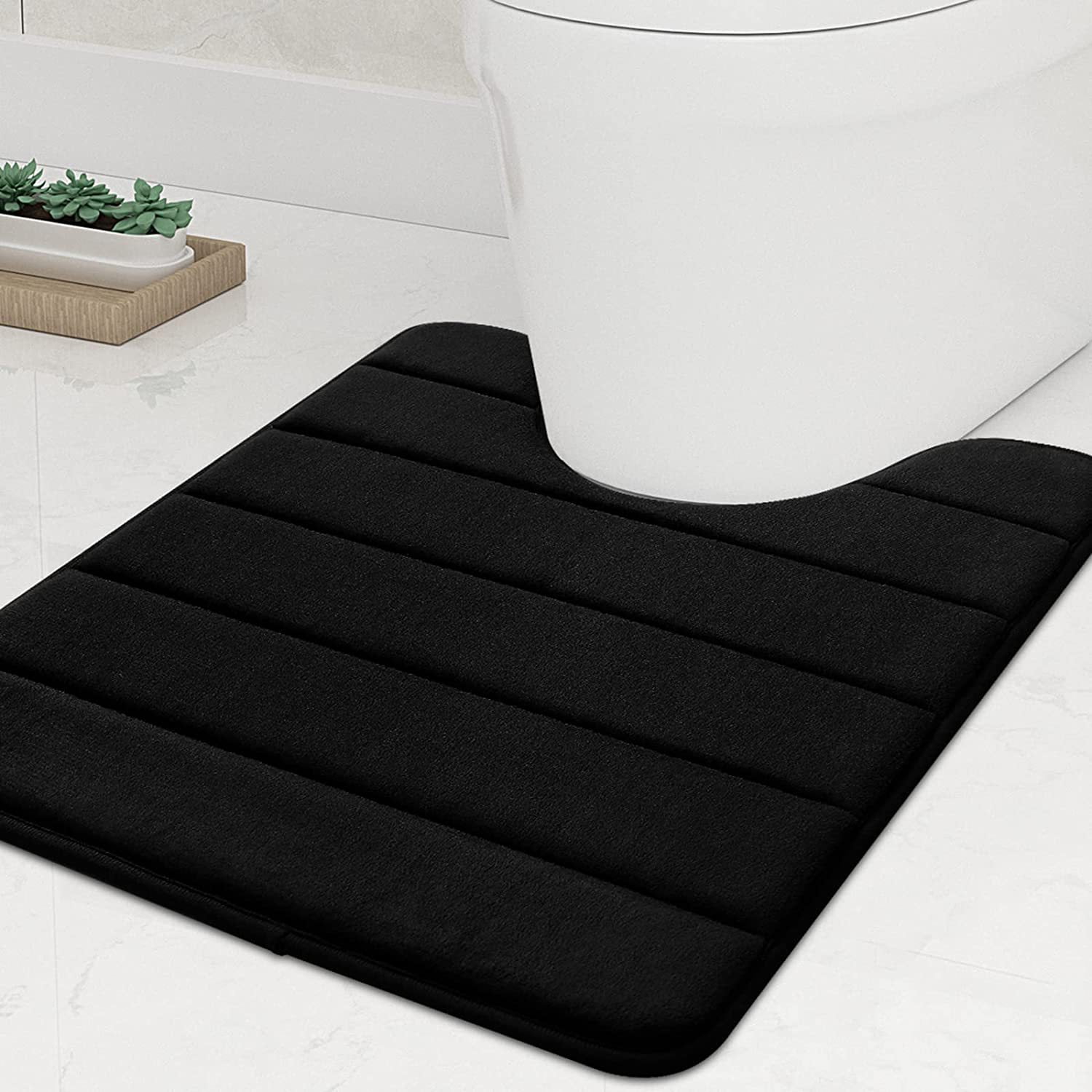 Tripumer Memory Foam UShaped Toilet Rug Contour Bath Rug 20 x 24 in