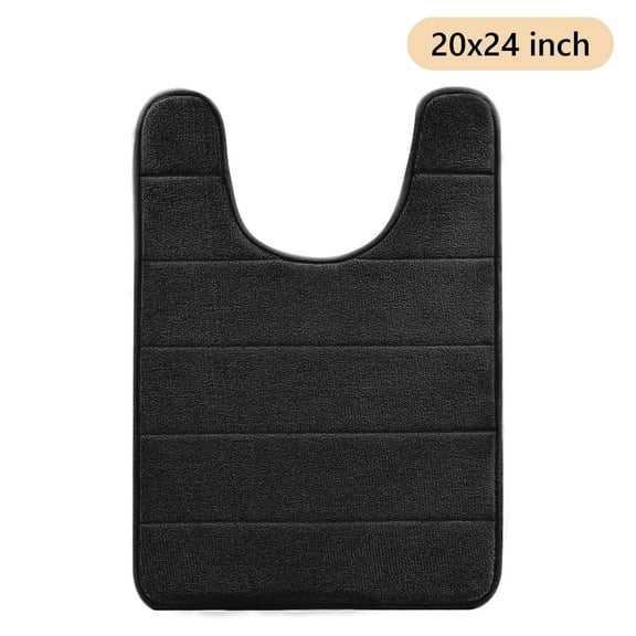 Tripumer Memory Foam U-Shaped Toilet Rug Contour Bathroom Rug 20 x 24 inch Bathroom Commode Contour Rug Super Water Absorption Non-Slip Thick Machine Wash and Easier to Dry Black
