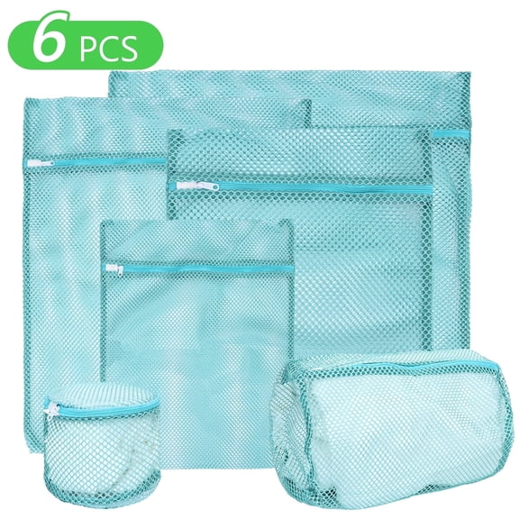 Hengbo Mesh Laundry Wash Bags Set 6 Pcs Premium Reusable Laundry Bags for Delicates Organized Sorting Gentle Machine Washing Green