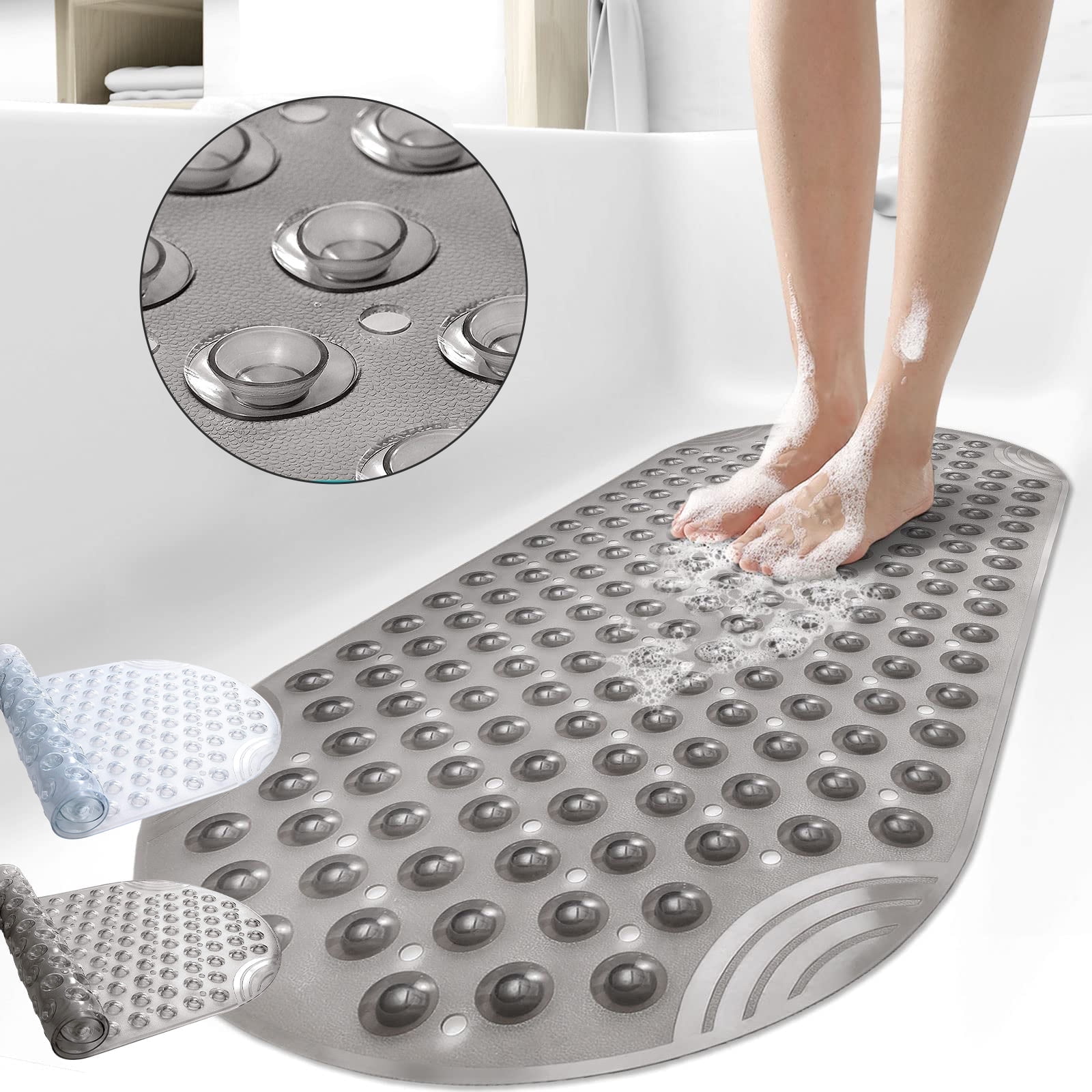 Tripumer Non Slip Bathroom Tub Shower Mat 16 x35 inch Shower Floor Mats ...