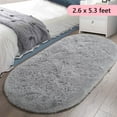 thumbnail image 1 of Tripumer Oval Throw Rugs 2.6 x 5.3 feet Carpet Fluffy Bedroom Rug Bedside Carpet Shaggy Area Rug for Bedroom Bedside Living Room Home Decor Gray, 1 of 8