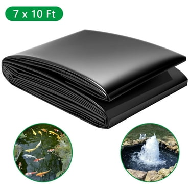 Tripumer Pond Liner HDPE Liner 7 x 10 ft Aquaculture Membrane Fish Water Liner for Outdoor Ponds Koi Ponds Garden Fountain Waterfall Black