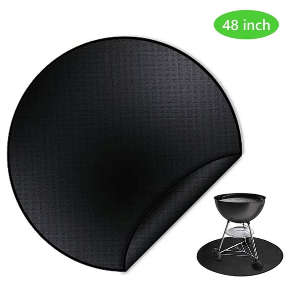Tripumer Round Fire Pit Mat Round Under Grill Mat 48 inch Fireproof Mat Thickened Fire Pit Pad Double-Sided Fireproof BBQ Grill Mat Portable Reusable Waterproof Oil-Proof Black