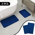 thumbnail image 1 of Tripumer Set of 2 Comfort Memory Foam Mat Bathroom Rug Set 16 x 24 inch and 20 x 32 inch Shaggy Bathroom Mats and Rugs Set Navy Blue, 1 of 6