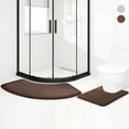 thumbnail image 1 of Tripumer Set of 2 Corner Shower Mats Bathroom Rugs U Shape Mats for Corner Shower Bath Brown, 1 of 7