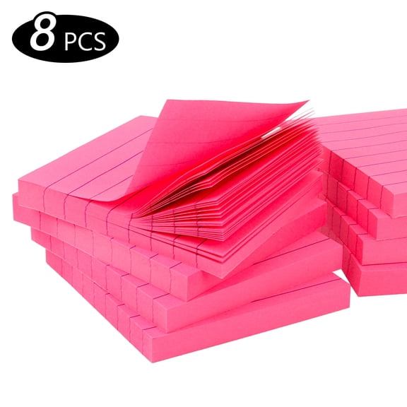Tripumer Set of 8 Red Lined Sticky Notes 3 x 3 inch Self-Stick Notes 82 Sheets for Writing Organizing Study