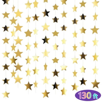 Graduation Backdrop Stars shiftweave 130ft Gold Glitter Star Garland for Graduation, Birthday and ...
