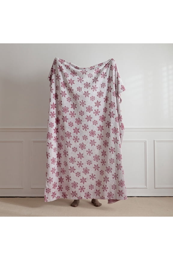 Tripumer Snowflakes Throw Blanket 50x60 inch Red Snowflake Fleece Blanket Cozy Soft and Warm Fleece Throw Blanket for Fall and Winter Bedding Couch and Gift Red