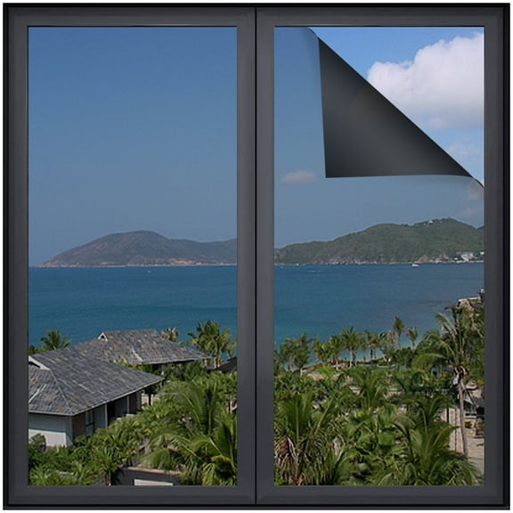 Tripumer Thermal Control One - Way Window Film, Sun Protection, Blackout, UV Block & Privacy for Office/Home - Black 17.5inch x 6.5 feet