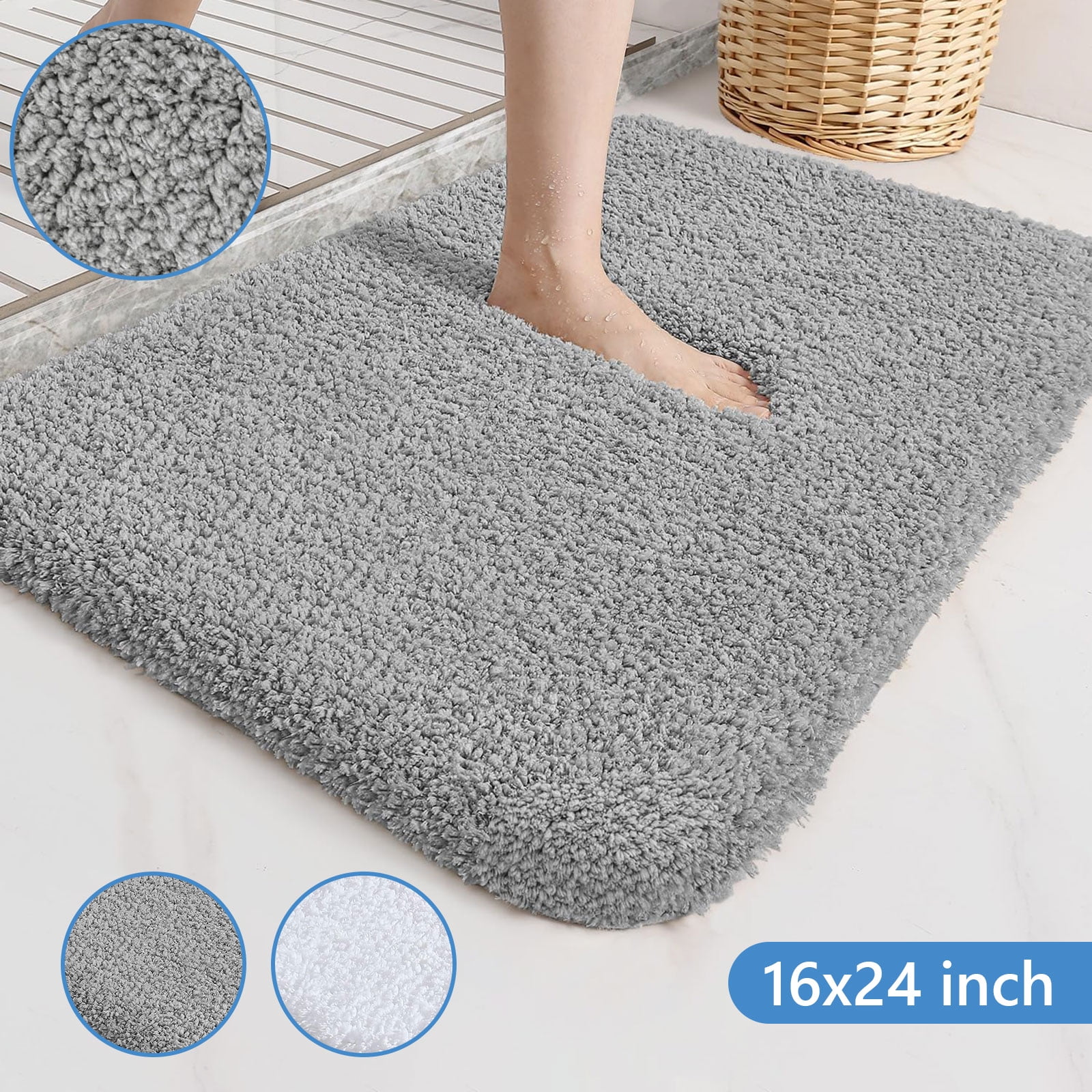 Tripumer Thick Microfiber Bathroom Rug Shaggy Bathroom Rugs Soft Bath