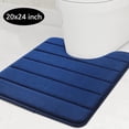 thumbnail image 1 of Tripumer U-Shape Memory Foam Toilet Rug Contour Bathroom Rug 20 x 24 inch Absorbent Mat Floor Carpet Bathroom Rugs Mat for Toilet Base Navy Blue, 1 of 6