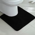 thumbnail image 1 of Hengbo U-Shaped Toilet Contour Rug Shaggy Bathroom Contour Rug 20 x 20 inch U Shape Toilet Rug for Bathroom Microfiber Absorbent Soft Bath Mat Black, 1 of 1