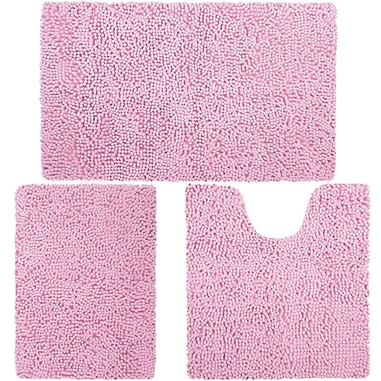 Tripumer Ultra Soft Pink Chenille Bathroom Rugs, 16