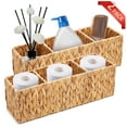 thumbnail image 1 of Tripumer 2Pack 3-Compartment Water Hyacinth Hand-Woven Wicker Baskets Home/Toilet Tank Top Storage, 1 of 10