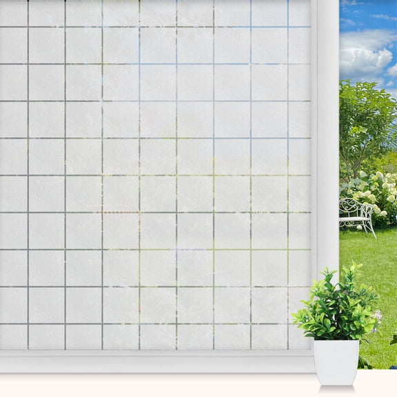Tripumer Window Privacy Film Adhesive Free Anti-Peep Film Static Square Window Film UV Blocking Shading Film for Home Office Bathroom Kitchen 23.62inches X 6.5 Feet