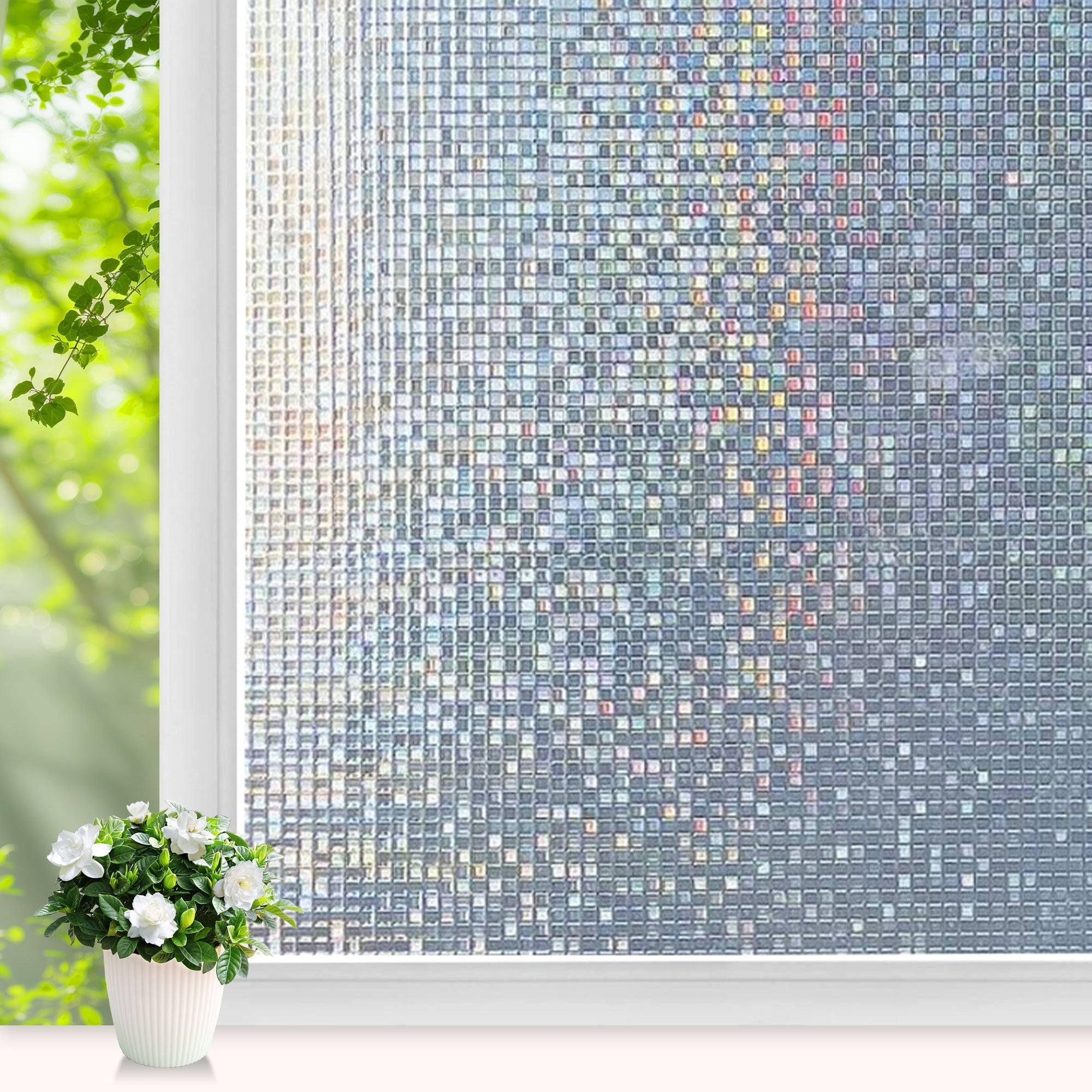 Tripumer Window Privacy Film Adhesive Free Colour Anti-Peep Film Mosaic ...