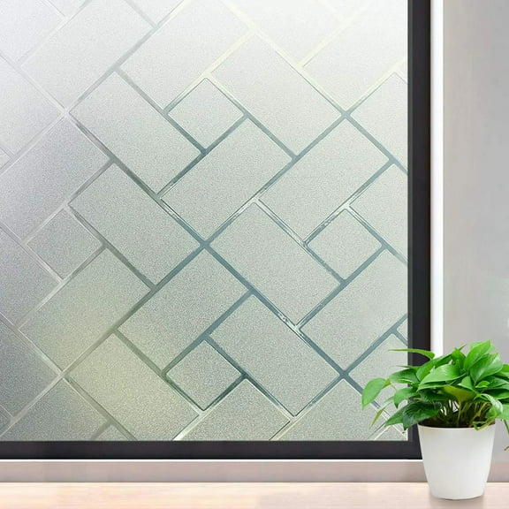 Tripumer Window Privacy Film, Glue-Free Anti-Peeping Film, Electrostatic Frosted Glass Window Film, UV Blocking, Sunshade Film Suitable for Home Office Bathroom Kitchen 23.62inches X 6.5 Feet