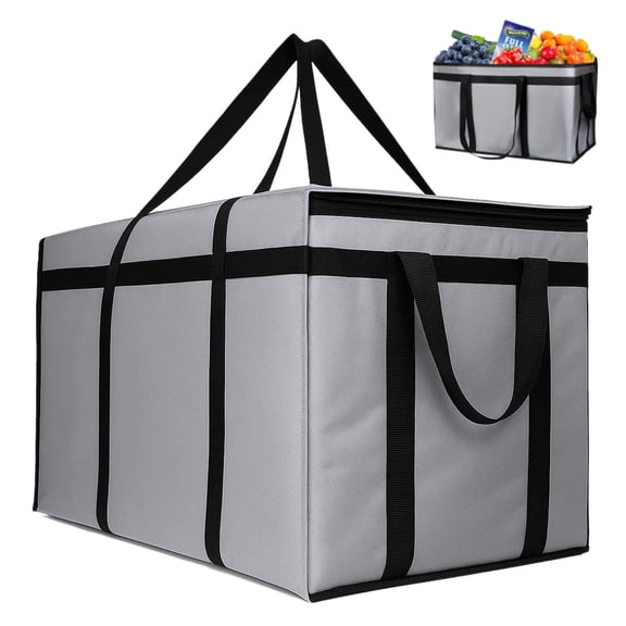 Tripumer XXXL Insulated Cooler Bag Insulated Leak Proof Aluminum Foil Insulated Bag Reusable Food Delivery Bag Cooler Bag for Food Shipping and Grocery Shopping Greyish Black 23 "W X 14 "H X 15 "D